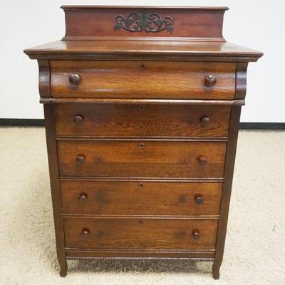 1255	ANTIQUE OAK 5 DRAWER CHEST, APPROXIMATELY 36 IN X 20 IN X 52 IN H
