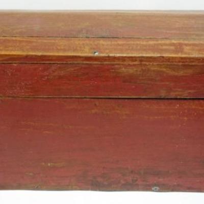 1113	ANTIQUE SMALL DOME TOP CHEST IN RED WASHED FINISH
