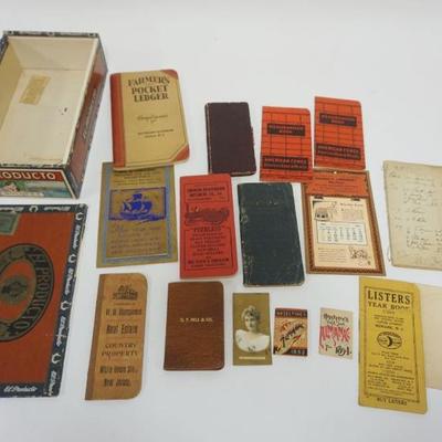 1078	GROUP OF ASSORTED EARLY FARMERS & ADVERTISING POCKET LEDGERS & CALENDARS, JOHN DEERE & PEARLESS STEAM ENGINE
