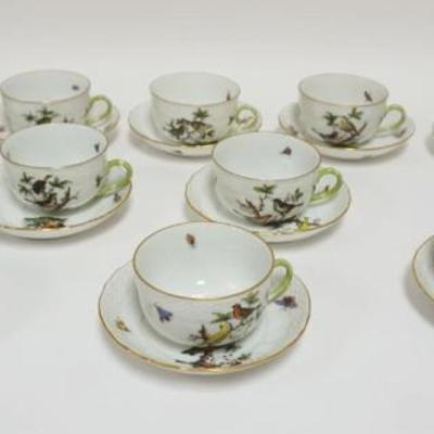 1006	HEREND ROTHSCHILD 12 CUPS & SAUCERS, APPROXIMATELY 5 1/2 IN X 2 1/2 IN HIGH INCLUDING SAUCER
