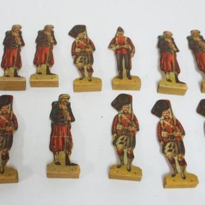 1080	GROUP OF ASSORTED CARDBOARD SOLDIERS ON WOOD BASES, EACH APPROXIMATELY 7 IN HIGH
