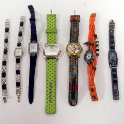 1168	6 LADIES WATCHES INCLUDING VINANI WITH MATCHING BRACELET, FUTURA, JUDITH JACK, CARDINI, AWA-LTDAND QUARTZ BRADIED LEATHER WATCH
