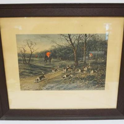1092	FRAMED HUNT PRINT TITLED *BREAKING COVER* APPROXIMATELY 29 IN X 25 IN OVERALL
