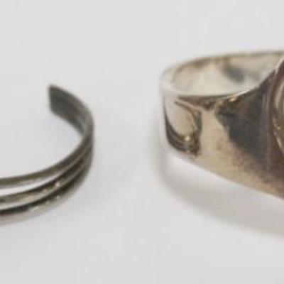 1162	2 STERLING SILVER BRACELTS, APPROXIMATELY 2.1 INCLUDING STONES
