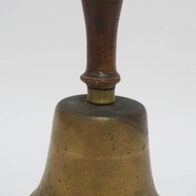 1069	ANTIQUE BRASS SCHOOL BELL, APPROXIMATELY 10 IN HIGH
