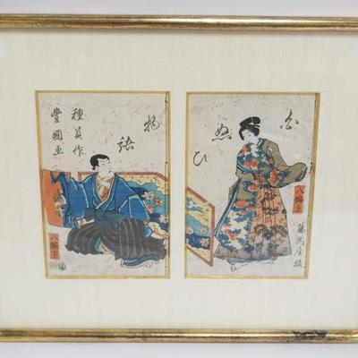 1043	FRAMED & MATTED JAPANESE WOOD BLOCK PRINTS, APPROXIMATELY 15 IN X 12 IN OVERALL
