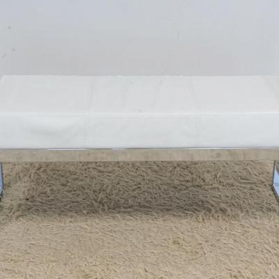 1184	CHROME MODERN STYLE WINDOW BENCH WITH LEATHER SEAT, LEATHER WORN, APPROXIMATELY 41 IN X 15 IN X 20 IN H
