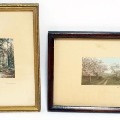 1107	2 SIGNED WALLACE NUTTING PRINTS, *THE WOODS*, LARGEST APPROXIMATELY 6 IN X 8 IN OVERALL
