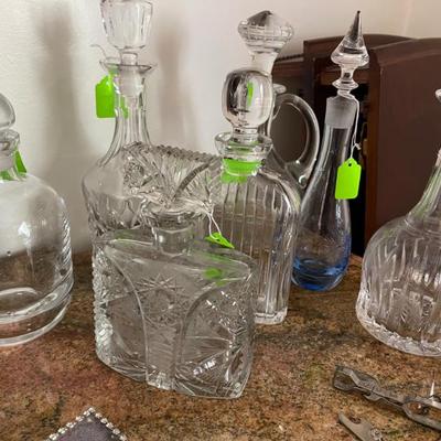 Tons of decanters very nice HEAVY DUTY ANTIQUE