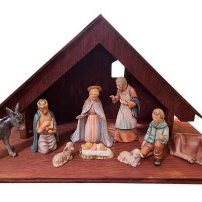 Hummel nativity with wooden stable