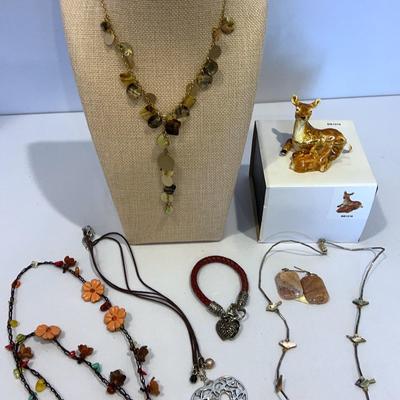 Deer Trinket Box And Earthy Colored Jewelry 