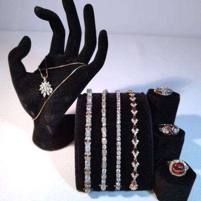 Sterling With Gold Plating and/or Vermiel Necklace, Bracelets And Rings
