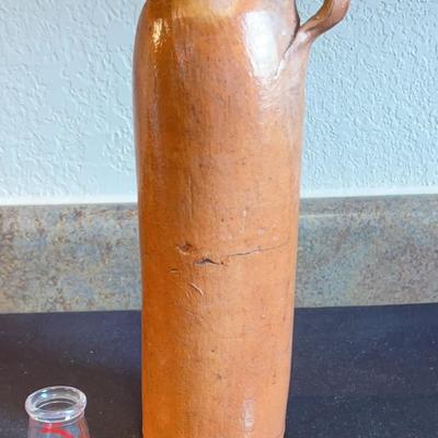 Rustic Stoneware Mineral Waterbottle, Knowlton’s Dairy Vintage Glass Creamer And Bottlestoppers