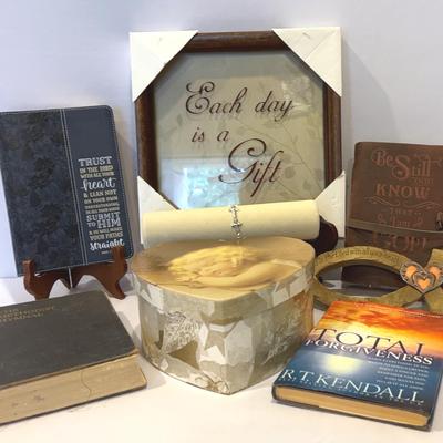 Leather Bible Journals, Cross Bracelet, Picture, Books & Angel Heart Box