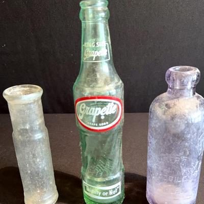 Lot Of Three Vintage Glass Bottles 