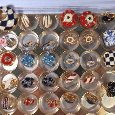 Beautiful Enameled Clip Earrings