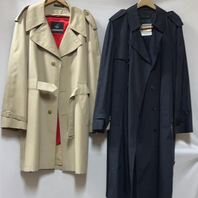 Navy Blue London Fog And Tan Harbor Master Trench Coats Size 44L