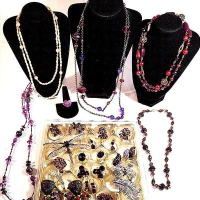Many Shades Of Purple Costume Jewelry Lot 2