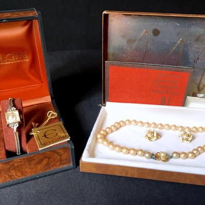 Pearls Of Majorca and Elgin Watch with Gold Filled And Sterling Twist Band