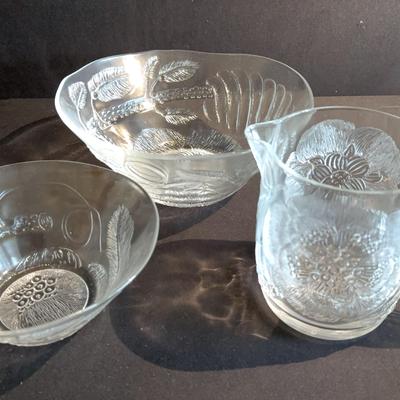 Three Piece Serving Set PIONI (Peony) by Oiva Toikka Nuutajärvi, Finland