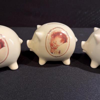1988 Enesco Collectable Piggy Banks Lot Of 3 “A Little Bit Of Heaven”