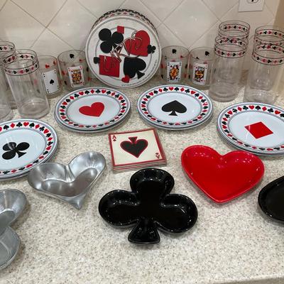 Hearts, Clubs, Diamonds And Spades Hostess Serving Pieces For game Night