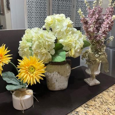 Silk Florals Lavender Delphinium, Pottery Barn Hydrangea And Yellow Gerber Daisy