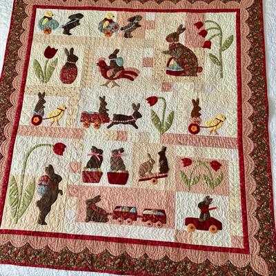 Rabbits Prefer Chocolate Appliqué Quilt Wall Hanging