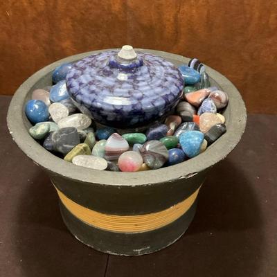 Stoneware Oil Lamp In Shades Of Blue