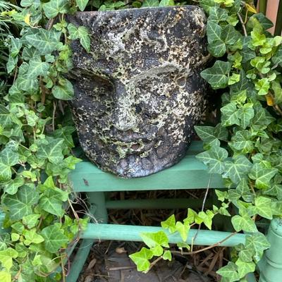 Stone Face Planter With Ivy
