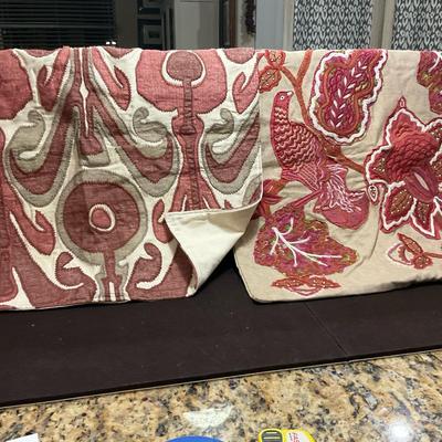 Pottery Barn 24” Cotton Pillow Covers Embroidered and Appliquéd