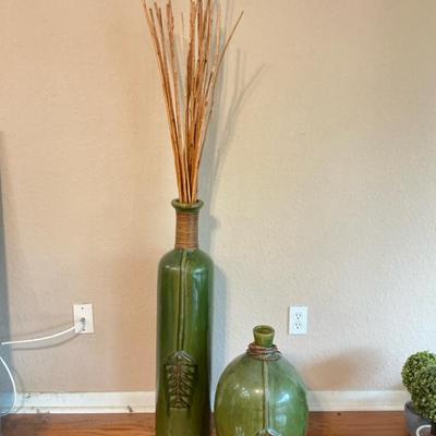 Tall Green Pottery Vases