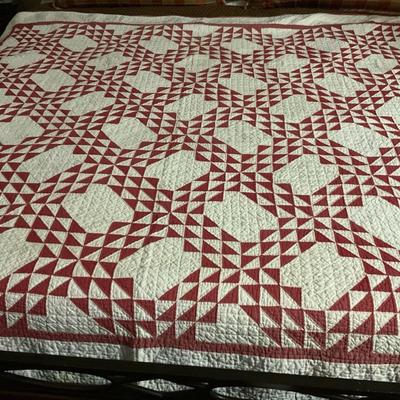 Vintage Hand-Stitched  “Flying Geese” Quilt 