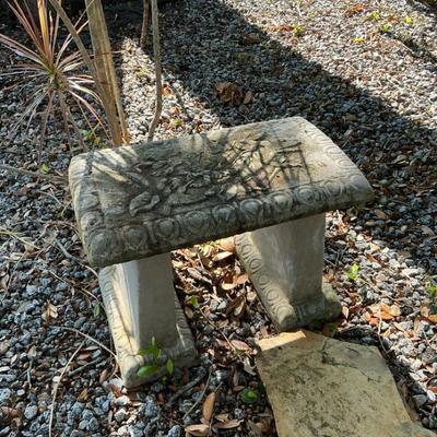 Small Floral Concrete Garden Bench