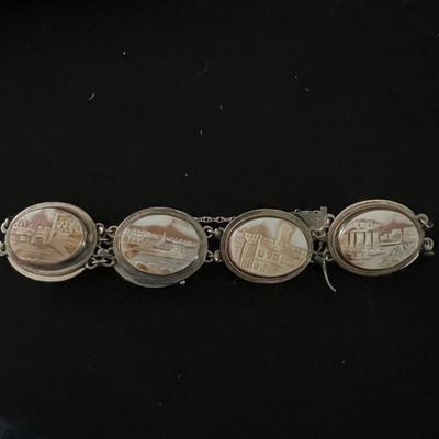 800 Silver White Cameo Bracelet
