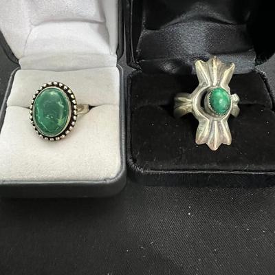 Silver Green Rings 