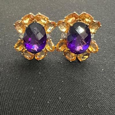 Orange And Purple 14k Earrings