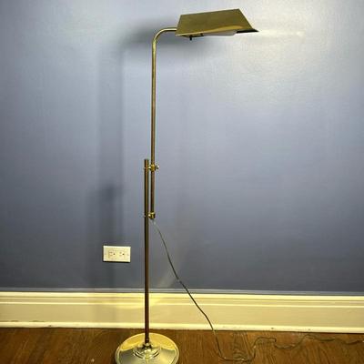 Brass Adjustable Floor Lamp | Vintage (mid 20th c.) brass adjustable floor lamp. - h. 50 x w. 10 in
