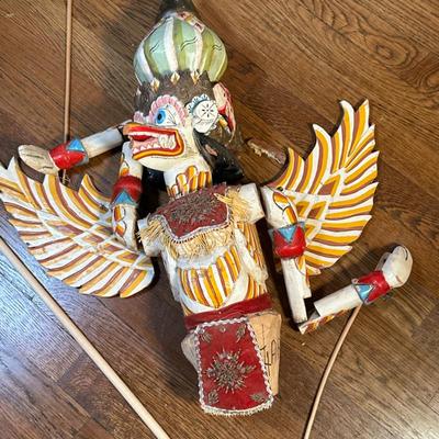 Indonesian/Javanese Puppet - Garuda | Indonesian/Javanese (island of Java) hand-painted traditional "Wayang Golek," a rod...