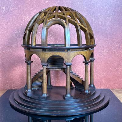 Miniature Model - Atrium With Dual Staircase | Miniature model of a wooden domed atrium with dual staircase, often produced by architects...