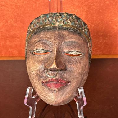 Indonesian/Javanese Dance Mask | Indonesian/Javanese (island of Java) hand-carved traditional "topeng" dance mask. - h. 7.5 x...