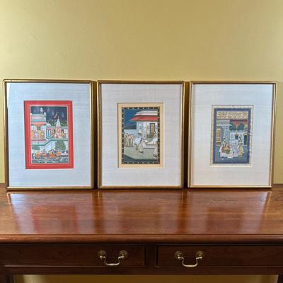 (3pc) Unknown Artists (Indian, 18th c.) Miniature Paintings | Indian miniature paintings depicting the Hindu calendar,...
