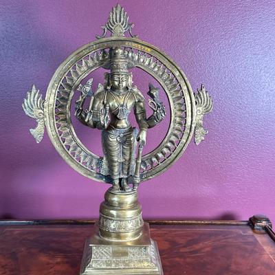 Indian/Hindu Brass Statue of Vishnu | Brass heavyweight statue of Indian deity, Vishnu, the Hindu God of preservation and protection of...