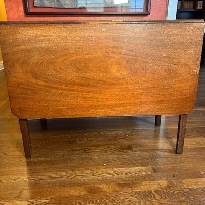 Drop Leaf Wooden Table - 2/2 | Antique (19th c.) drop leaf wooden table serves as a sofa table when folded, or expand to a larger table....