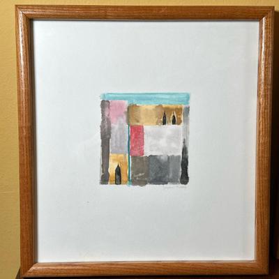(7pc) Chinese Porcelain Bowls - Koi Fish | Abstract portrayal of Jaipur, India entitled "Jaipur" Monoprint. Framed and matted....