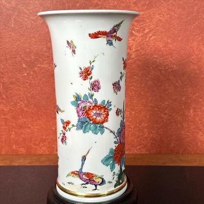 Lenox "Saxony Vase" | Vintage Lenox "Saxony Vase" made from fine bone porcelain with painted red details and 24K gold...