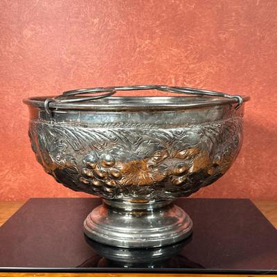 Silver Plate Champagne/Wine Cooler | Vintage (mid 20th c.) silver plate over brass champagne/wine cooler bucket with repousse (relief)...