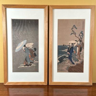 Multiple Artists (Japanese, 19th c.), Woodblock Prints - "Beauties" | A print entitled "Outing in the Snow Storm" or...