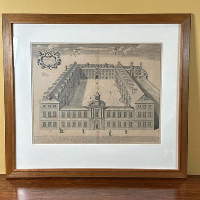 (1pc) After David Loggan (English, 1634-1692) Illustration - St. Catharine's College | Overhead view of St. Catharine's College...