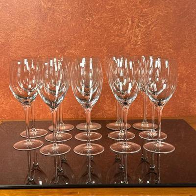 (14pc) White Wine Glasses | Set of fourteen (14) stemmed white wine glasses. - h. 8 x w. 3 in
